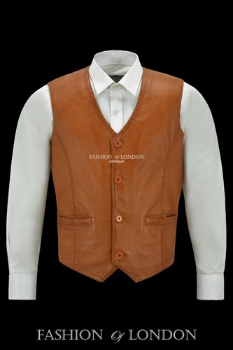 Men real leather waistcoat - real,